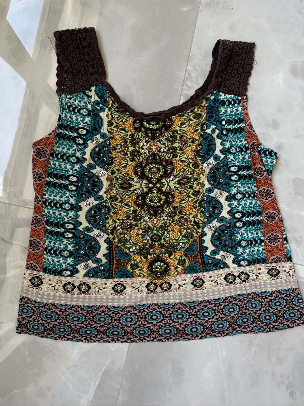 Bila Womens Luxurious Beaded Sleeveless Tee Flattering Top Shirt Y2K Large